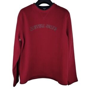 NAUTICA JEANS Men’s Red Fleece-Like/Crew Neck Sweatshirt/ No Cuffs Size S
